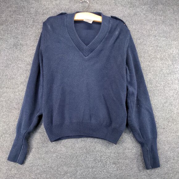 Vintage Military Equipment Company Knit Sweater Mens 40R Blue Pullover V-Neck - Picture 2 of 12